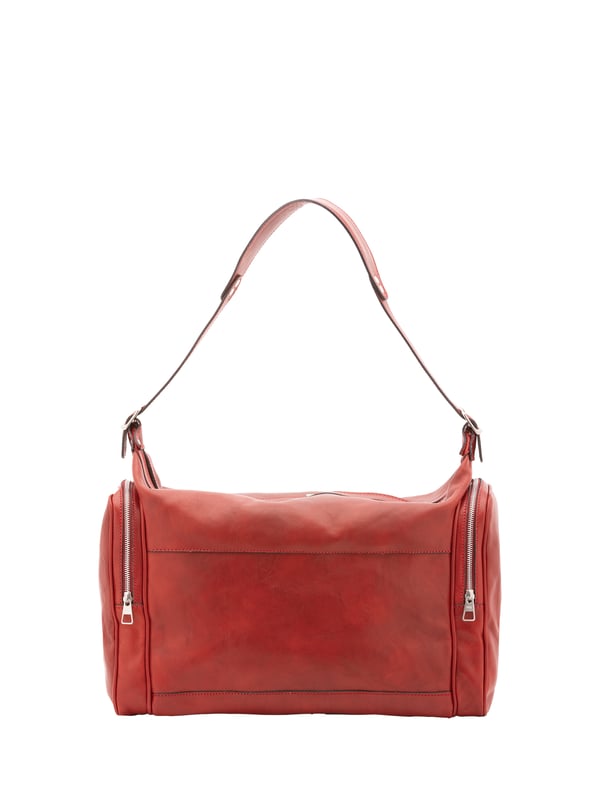 Alessia Firenze Reisetasche Unisex Unisex-Reisetasche mit Reißverschluss. eine mit Reißverschluss-Innentaschen. eine Fronttasche mit Reißverschluss und zwei seitliche Außentaschen mit Reißverschluss. verstellbarer und abnehmbarer Schultergurt aus Leder. fehlender Griff. ein Innenfach. Außenmaterial. Innen mit Baumwolle gefüttert. Maße: 45x35x23 cm. Hergestellt in Italien