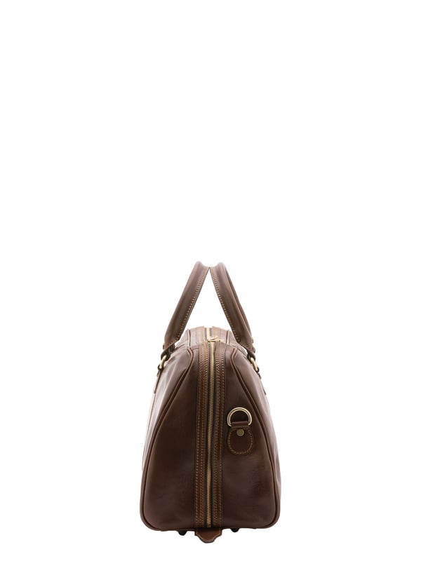 Unisex-Reisetasche mit Reißverschluss. eine mit Reißverschluss-Innentaschen. fehlende Außentaschen. verstellbarer und abnehmbarer Schultergurt aus Leder. im Ledergriff. ein Innenfach.  Außenmaterial. Innen mit Baumwolle gefüttert. Maße: 47x36x15 cm. Hergestellt in Italien