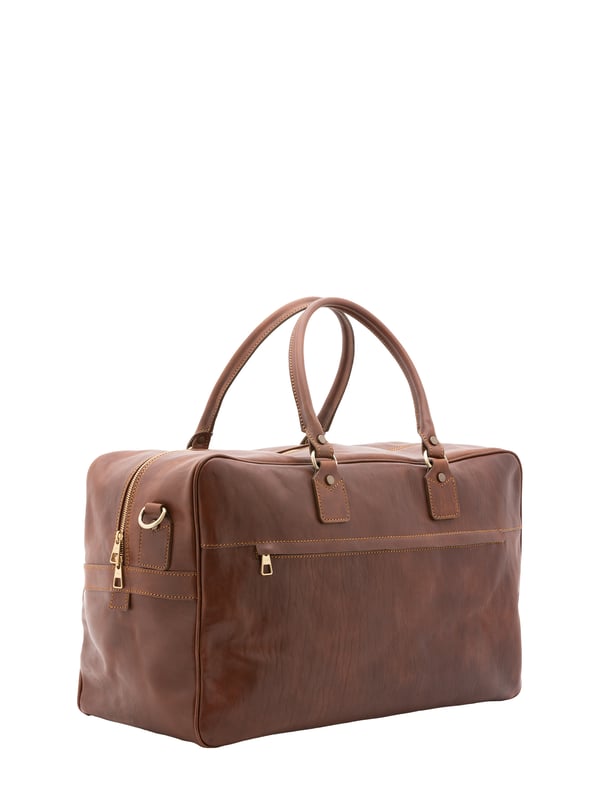 Alessia Firenze Reisetasche Unisex Unisex-Reisetasche mit Reißverschluss. eine mit Reißverschluss-Innentaschen. Eine Vorderseite mit Reißverschluss und eine Rückseite mit Reißverschluss-Außentaschen. verstellbarer und abnehmbarer Schultergurt aus Leder. im Ledergriff. ein Innenfach. Außenmaterial. Innen mit Baumwolle gefüttert. Maße: 53x46x23 cm. Hergestellt in Italien