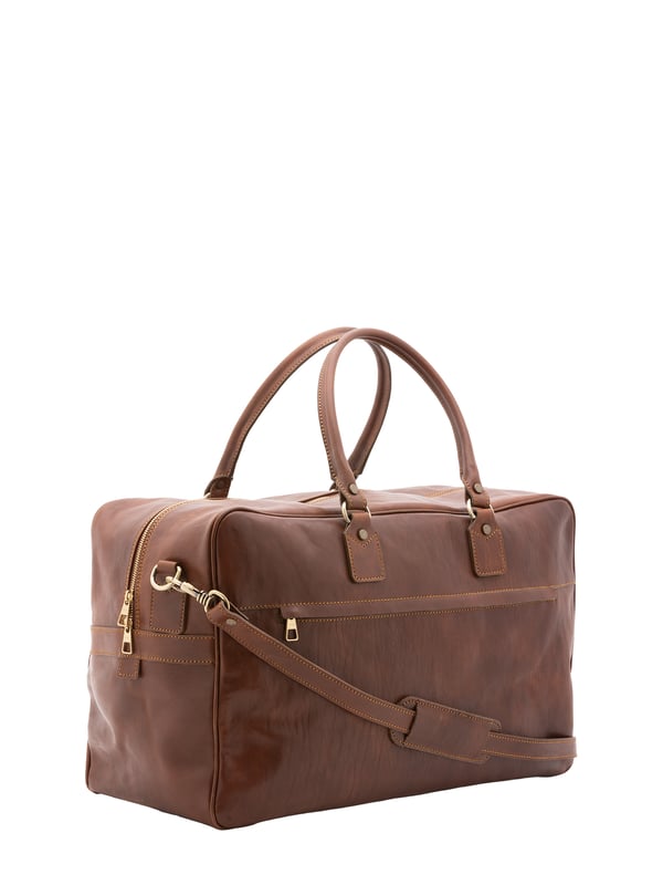 Alessia Firenze Reisetasche Unisex Unisex-Reisetasche mit Reißverschluss. eine mit Reißverschluss-Innentaschen. Eine Vorderseite mit Reißverschluss und eine Rückseite mit Reißverschluss-Außentaschen. verstellbarer und abnehmbarer Schultergurt aus Leder. im Ledergriff. ein Innenfach. Außenmaterial. Innen mit Baumwolle gefüttert. Maße: 53x46x23 cm. Hergestellt in Italien