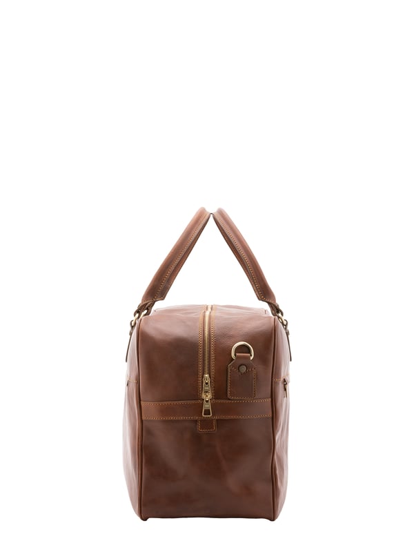 Alessia Firenze Reisetasche Unisex Unisex-Reisetasche mit Reißverschluss. eine mit Reißverschluss-Innentaschen. Eine Vorderseite mit Reißverschluss und eine Rückseite mit Reißverschluss-Außentaschen. verstellbarer und abnehmbarer Schultergurt aus Leder. im Ledergriff. ein Innenfach. Außenmaterial. Innen mit Baumwolle gefüttert. Maße: 53x46x23 cm. Hergestellt in Italien