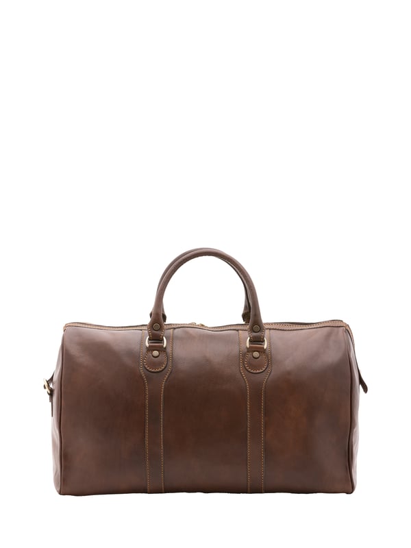 Alessia Firenze Reisetasche Unisex Unisex-Reisetasche mit Reißverschluss. eine mit Reißverschluss-Innentaschen. fehlende Außentaschen. verstellbarer und abnehmbarer Schultergurt aus Leder. im Ledergriff. ein Innenfach. Außenmaterial. Innen mit Baumwolle gefüttert. Maße: 52x38x20 cm. Hergestellt in Italien