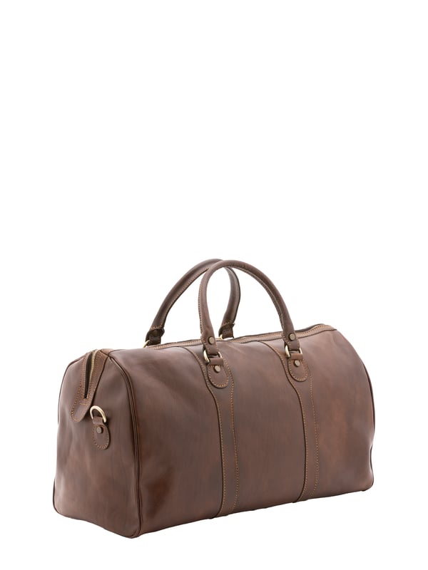 Alessia Firenze Reisetasche Unisex Unisex-Reisetasche mit Reißverschluss. eine mit Reißverschluss-Innentaschen. fehlende Außentaschen. verstellbarer und abnehmbarer Schultergurt aus Leder. im Ledergriff. ein Innenfach. Außenmaterial. Innen mit Baumwolle gefüttert. Maße: 52x38x20 cm. Hergestellt in Italien