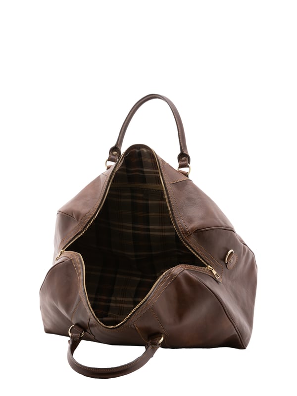 Alessia Firenze Reisetasche Unisex Unisex-Reisetasche mit Reißverschluss. eine mit Reißverschluss-Innentaschen. fehlende Außentaschen. verstellbarer und abnehmbarer Schultergurt aus Leder. im Ledergriff. ein Innenfach. Außenmaterial. Innen mit Baumwolle gefüttert. Maße: 52x38x20 cm. Hergestellt in Italien