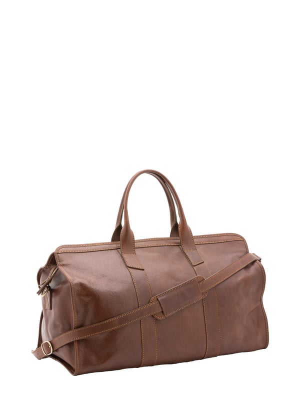 Alessia Firenze Reisetasche Unisex Unisex-Reisetasche mit Reißverschluss. eine mit Reißverschluss-Innentaschen. fehlende Außentaschen. verstellbarer und abnehmbarer Schultergurt aus Leder. im Ledergriff. ein Innenfach. Außenmaterial. Innen mit Baumwolle gefüttert. Maße: 53x28x26 cm. Hergestellt in Italien