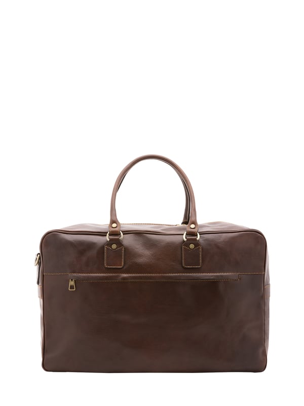 Alessia Firenze Reisetasche Unisex Unisex-Reisetasche mit Reißverschluss. eine mit Reißverschluss-Innentaschen. Eine Vorderseite mit Reißverschluss und eine Rückseite mit Reißverschluss-Außentaschen. verstellbarer und abnehmbarer Schultergurt aus Leder. im Ledergriff. ein Innenfach. Außenmaterial. Innen mit Baumwolle gefüttert. Maße: 53x46x23 cm. Hergestellt in Italien