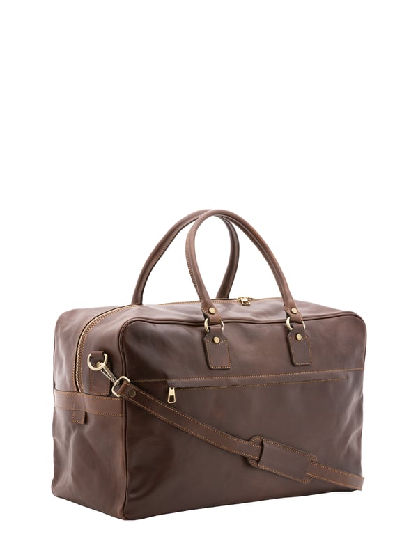 Alessia Firenze Reisetasche Unisex Unisex-Reisetasche mit Reißverschluss. eine mit Reißverschluss-Innentaschen. Eine Vorderseite mit Reißverschluss und eine Rückseite mit Reißverschluss-Außentaschen. verstellbarer und abnehmbarer Schultergurt aus Leder. im Ledergriff. ein Innenfach. Außenmaterial. Innen mit Baumwolle gefüttert. Maße: 53x46x23 cm. Hergestellt in Italien