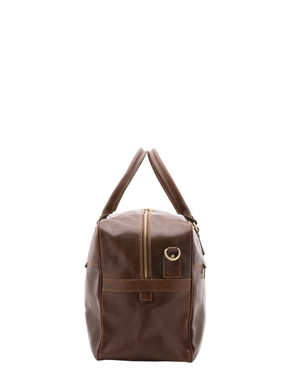 Alessia Firenze Reisetasche Unisex Unisex-Reisetasche mit Reißverschluss. eine mit Reißverschluss-Innentaschen. Eine Vorderseite mit Reißverschluss und eine Rückseite mit Reißverschluss-Außentaschen. verstellbarer und abnehmbarer Schultergurt aus Leder. im Ledergriff. ein Innenfach. Außenmaterial. Innen mit Baumwolle gefüttert. Maße: 53x46x23 cm. Hergestellt in Italien