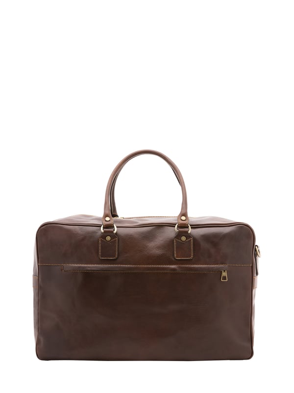 Alessia Firenze Reisetasche Unisex Unisex-Reisetasche mit Reißverschluss. eine mit Reißverschluss-Innentaschen. Eine Vorderseite mit Reißverschluss und eine Rückseite mit Reißverschluss-Außentaschen. verstellbarer und abnehmbarer Schultergurt aus Leder. im Ledergriff. ein Innenfach. Außenmaterial. Innen mit Baumwolle gefüttert. Maße: 53x46x23 cm. Hergestellt in Italien