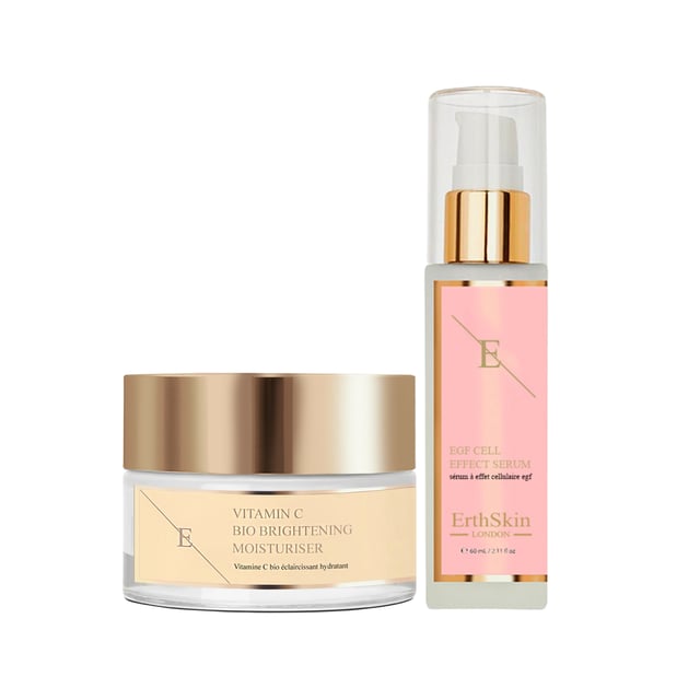 Unveil your skin's natural radiance with our Vitamin C Bio Brightening Moisturizer (50ml), enriched with potent antioxidants to brighten and rejuvenate your complexion. Pair it with our EGF Cell Effect Serum (60ml), formulated with advanced ingredients to promote cellular renewal and firmness, revealing smoother, more youthful-looking skin.