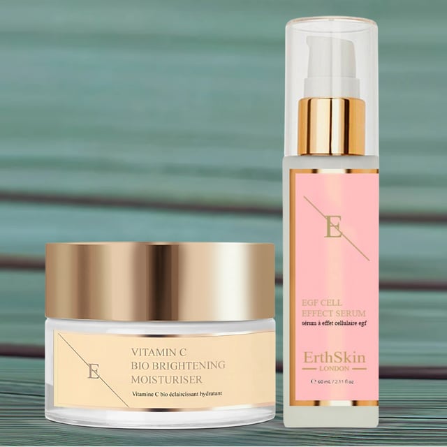 Unveil your skin's natural radiance with our Vitamin C Bio Brightening Moisturizer (50ml), enriched with potent antioxidants to brighten and rejuvenate your complexion. Pair it with our EGF Cell Effect Serum (60ml), formulated with advanced ingredients to promote cellular renewal and firmness, revealing smoother, more youthful-looking skin.