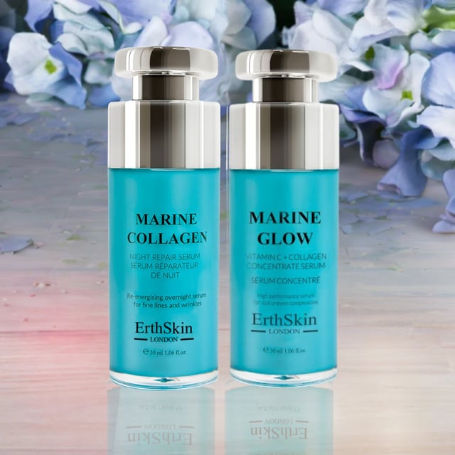 Geef de natuurlijke glans van uw huid een boost met deze twee serums, ontworpen om samen te werken om uw huid te herstellen en te verjongen. Het Marine Collagen Night Repair Serum helpt fijne lijntjes en rimpels op te vullen en glad te maken, terwijl het Marine Glow Vitamin C + Collagen Concentrate Serum de huid verheldert en verstevigt. Samen zorgen ze ervoor dat uw huid er stralend, glad en jeugdig uitziet.