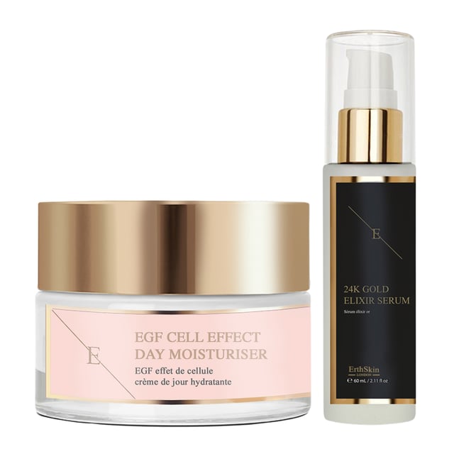 Het Anti-Wrinkle Elixir Serum met 24K goud is een essentiële huidverzorgingslijn die tekenen van huidveroudering aanpakt en de huid laat stralen. Dit lichtgewicht serum, verrijkt met de luxe voordelen van 24K goud, hydrateert diep, maakt fijne lijntjes glad en herstelt de stevigheid voor een jeugdige gloed. De snel absorberende formule maakt de huid zijdezacht, verjongd en stralend bij elk gebruik.

De EGF Cell Effect Day Moisturiser is een revolutionaire formule die is ontwikkeld om huidvernieuwing en hydratatie te ondersteunen. Deze lichtgewicht moisturiser, aangedreven door Epidermale Groeifactoren (EGF), verbetert de elasticiteit van de huid, verbetert de textuur en voedt de hele dag door. Ideaal voor dagelijks gebruik, helpt bij het bereiken van een gladde, vollere en stralende teint, waardoor het een onmisbaar onderdeel van je huidverzorgingsroutine is.