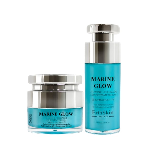 Marine Glow Vitamin C + Collagen Concentrate Serum 30ml + Marine Glow + Vitamin C Concentrate Cream 50ml Marine Glow Vitamin C + Collagen Concentrate Serum 30ml:
A potent serum that combines the brightening power of vitamin C with the rejuvenating effects of marine collagen, delivering a radiant, even-toned complexion and a smoother, more youthful appearance.
Marine Glow + Vitamin C Concentrate Cream 50ml:
A luxurious cream infused with marine extracts, vitamin C, and collagen, designed to brighten, firm, and revitalize the skin, revealing a fresh, glowing complexion.