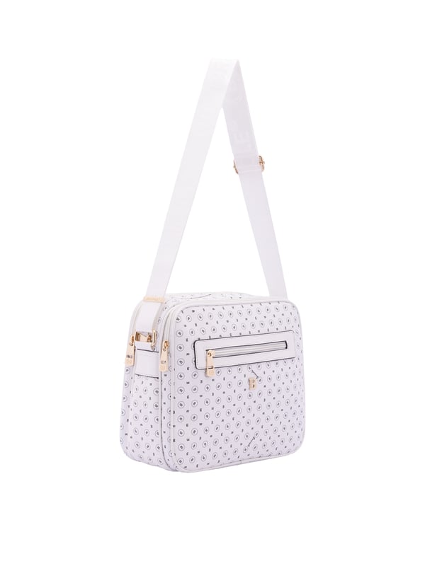 Briciole Bolso de hombro Mujer Bolso bandolera para mujer. El cierre es con cremallera. Los bolsillos internos son uno con cremallera. Los bolsillos exteriores son dos delanteros con cremallera y dos traseros con cremallera. La bandolera es ajustable en tela. Falta el mango. Hay tres compartimentos internos. El material exterior es ecopiel. Internamente está forrado en poliéster. Medidas: 24x29x11 cm. Producto de moda