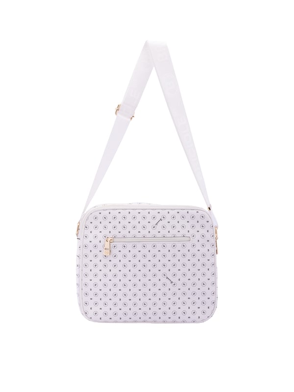 Briciole Bolso de hombro Mujer Bolso bandolera para mujer. El cierre es con cremallera. Los bolsillos internos son uno con cremallera. Los bolsillos exteriores son dos delanteros con cremallera y dos traseros con cremallera. La bandolera es ajustable en tela. Falta el mango. Hay tres compartimentos internos. El material exterior es ecopiel. Internamente está forrado en poliéster. Medidas: 24x29x11 cm. Producto de moda