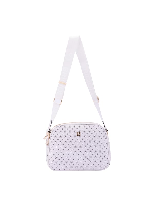 Bolso bandolera para mujer. El cierre es con cremallera. Los bolsillos internos son uno con cremallera. Los bolsillos externos son uno en la espalda con cremallera. La bandolera es ajustable en tela. Falta el mango. Hay tres compartimentos internos. El material exterior es ecopiel. Internamente está forrado en poliéster. Medidas: 19x26x9 cm. Producto de moda