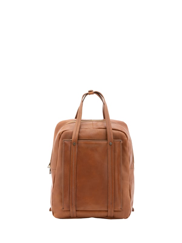 Unisex-Rucksack mit Reißverschluss. Multifunktionstaschen Innentaschen. eine Vorderseite mit Außentaschen mit Reißverschluss. verstellbarer Schultergurt aus Leder. im Ledergriff. ein Innenfach.  Außenmaterial. Innen mit Baumwolle gefüttert. Maße: 43x33x11 cm. Hergestellt in Italien