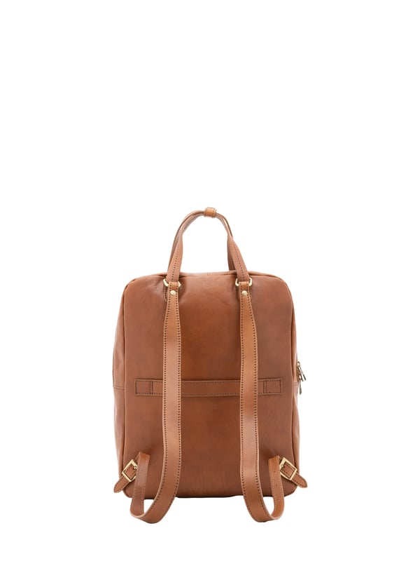 Unisex-Rucksack mit Reißverschluss. Multifunktionstaschen Innentaschen. eine Vorderseite mit Außentaschen mit Reißverschluss. verstellbarer Schultergurt aus Leder. im Ledergriff. ein Innenfach.  Außenmaterial. Innen mit Baumwolle gefüttert. Maße: 43x33x11 cm. Hergestellt in Italien
