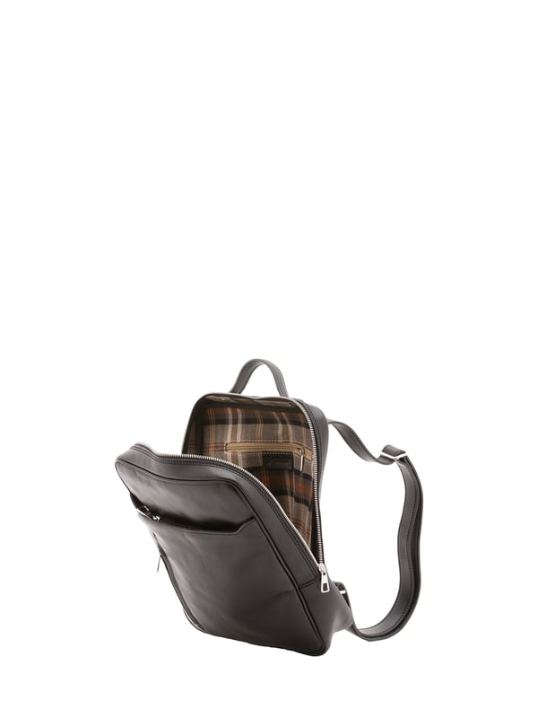 Alessia Firenze Rucksack Unisex Unisex-Rucksack mit Reißverschluss. eine mit Reißverschluss-Innentaschen. zwei Außentaschen vorne mit Reißverschluss und eine hinten mit Reißverschluss. verstellbarer Schultergurt aus Leder. im Ledergriff. ein Innenfach. Außenmaterial. Innen mit Baumwolle gefüttert. Maße: 27x36x8 cm. Hergestellt in Italien