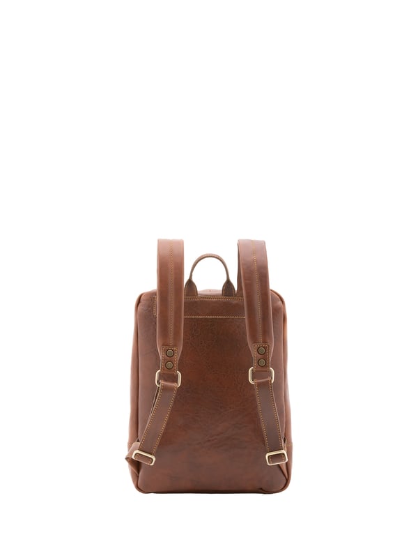 Unisex-Rucksack mit Reißverschluss. eine offene Innentasche. zwei vordere Außentaschen mit Reißverschluss. verstellbarer Schultergurt aus Leder. im Ledergriff. ein Innenfach.  Außenmaterial. Innen mit Baumwolle gefüttert. Maße: 39x29x10 cm. Hergestellt in Italien