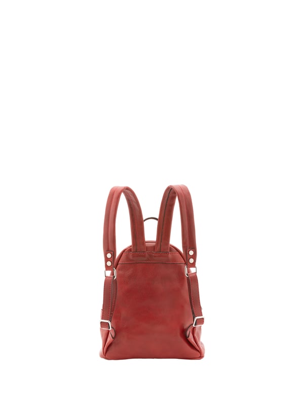 Unisex-Rucksack mit Reißverschluss. eine offene Innentasche. eine Vorderseite mit Außentaschen mit Reißverschluss. verstellbarer Schultergurt aus Leder. im Ledergriff. ein Innenfach.  Außenmaterial. Innen mit Baumwolle gefüttert. Maße: 23x29x13 cm. Hergestellt in Italien