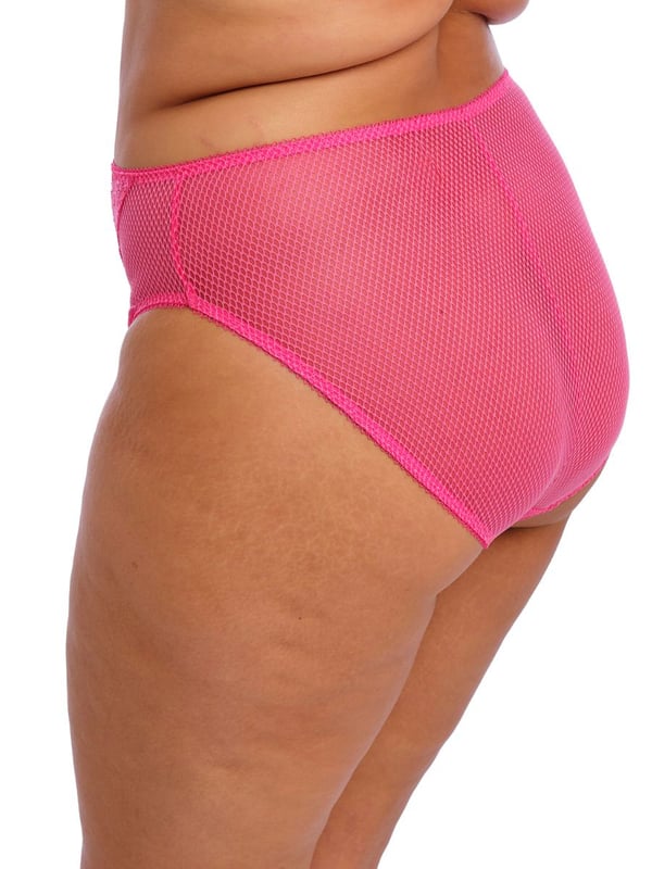 Elomi Charley High Leg Brief. With a lined mesh front, stretch fabric and high cut leg. Product is made of 68% Nylon/Polyamide, 29% Cotton, 3% Elastane and is hand-wash only.