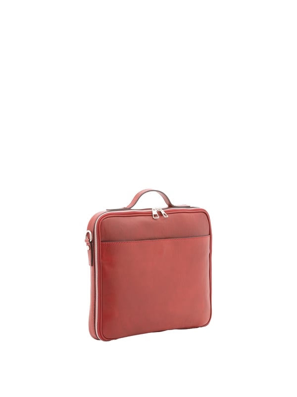 Unisex-Handtasche mit Reißverschluss. eine offene Innentasche. eine offene Außentasche vorne. verstellbarer und abnehmbarer Schultergurt aus Leder. im Ledergriff. ein Innenfach.  Außenmaterial. Innen mit Baumwolle gefüttert. Maße: 38x32x6 cm. Hergestellt in Italien