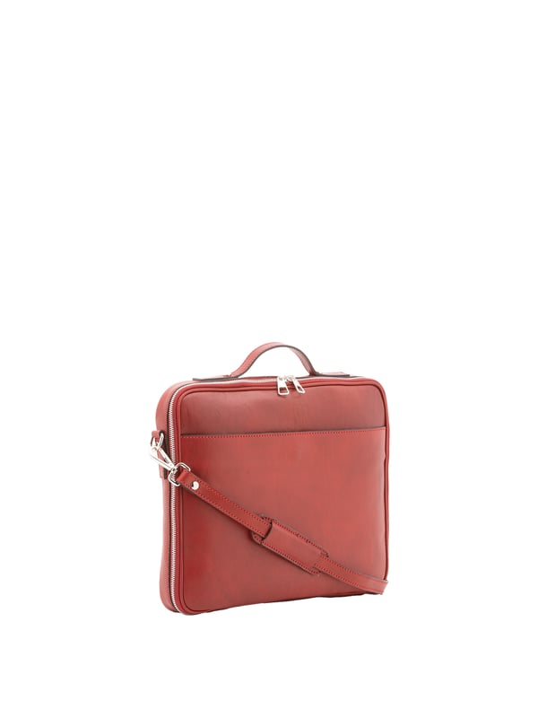 Unisex-Handtasche mit Reißverschluss. eine offene Innentasche. eine offene Außentasche vorne. verstellbarer und abnehmbarer Schultergurt aus Leder. im Ledergriff. ein Innenfach.  Außenmaterial. Innen mit Baumwolle gefüttert. Maße: 38x32x6 cm. Hergestellt in Italien