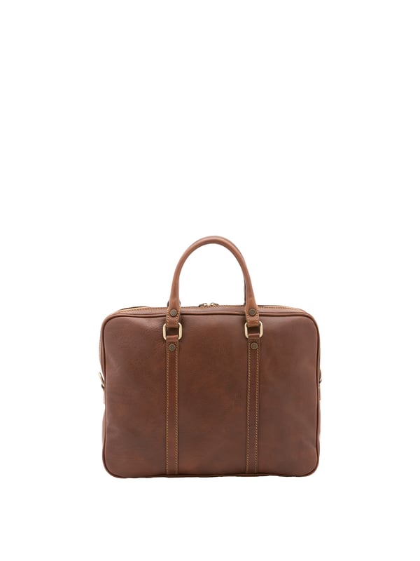 Unisex-Handtasche mit Reißverschluss. eine mit Reißverschluss-Innentaschen. fehlende Außentaschen. verstellbarer und abnehmbarer Schultergurt aus Leder. im Ledergriff. ein Innenfach.  Außenmaterial. Innen mit Baumwolle gefüttert. Maße: 37x31x6 cm. Hergestellt in Italien