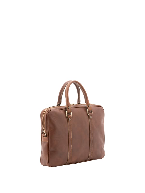 Unisex-Handtasche mit Reißverschluss. eine mit Reißverschluss-Innentaschen. fehlende Außentaschen. verstellbarer und abnehmbarer Schultergurt aus Leder. im Ledergriff. ein Innenfach.  Außenmaterial. Innen mit Baumwolle gefüttert. Maße: 37x31x6 cm. Hergestellt in Italien