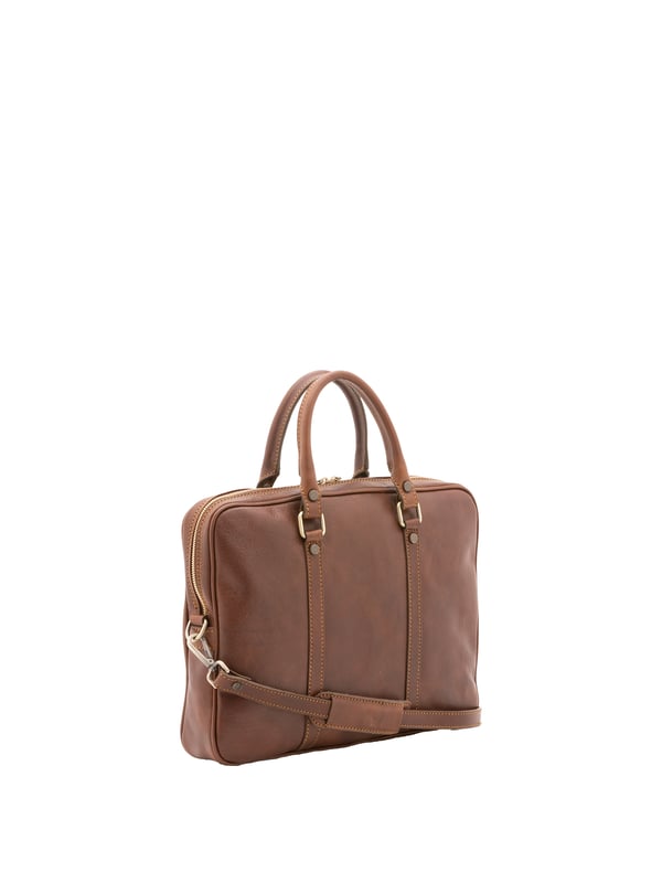 Unisex-Handtasche mit Reißverschluss. eine mit Reißverschluss-Innentaschen. fehlende Außentaschen. verstellbarer und abnehmbarer Schultergurt aus Leder. im Ledergriff. ein Innenfach.  Außenmaterial. Innen mit Baumwolle gefüttert. Maße: 37x31x6 cm. Hergestellt in Italien