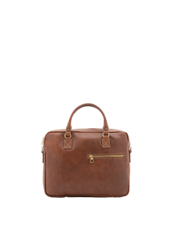 Bolso unisex. El cierre es con cremallera. Hay dos bolsillos internos abiertos. Los bolsillos externos son uno frontal con cremallera y otro trasero con cremallera. La bandolera es ajustable y extraíble en piel. El mango es de piel. Hay dos compartimentos internos. El material exterior es 100% Piel Auténtica. Internamente está forrado en algodón. Medidas: 38x28x7 cm. Hecho en Italia
