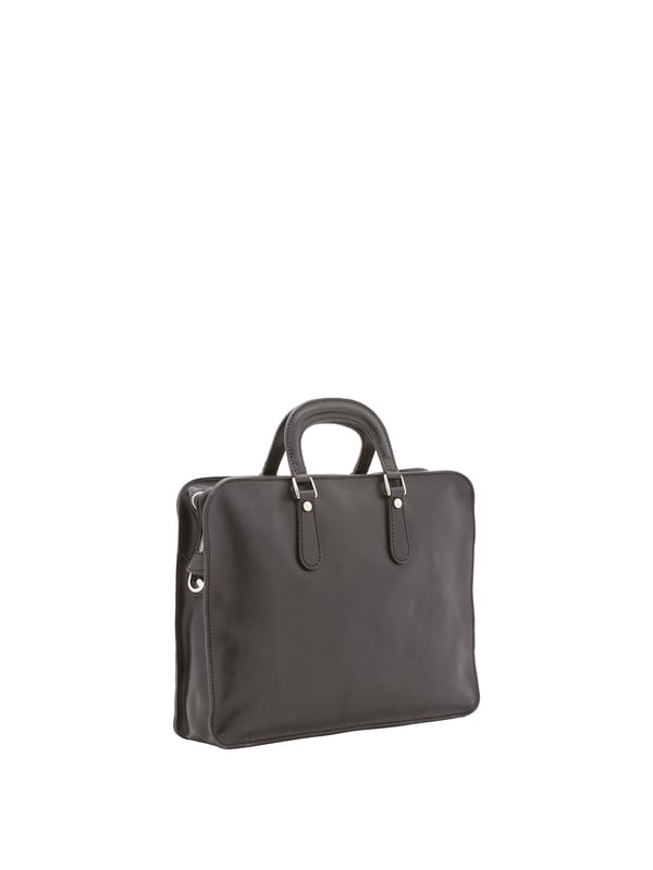 Unisex-Handtasche mit Reißverschluss. zwei offene Innentaschen. fehlende Außentaschen. verstellbarer und abnehmbarer Schultergurt aus Leder. im Ledergriff. ein Innenfach.  Außenmaterial. Innenfutter aus echtem Leder. Maße: 40x30x8 cm. Hergestellt in Italien