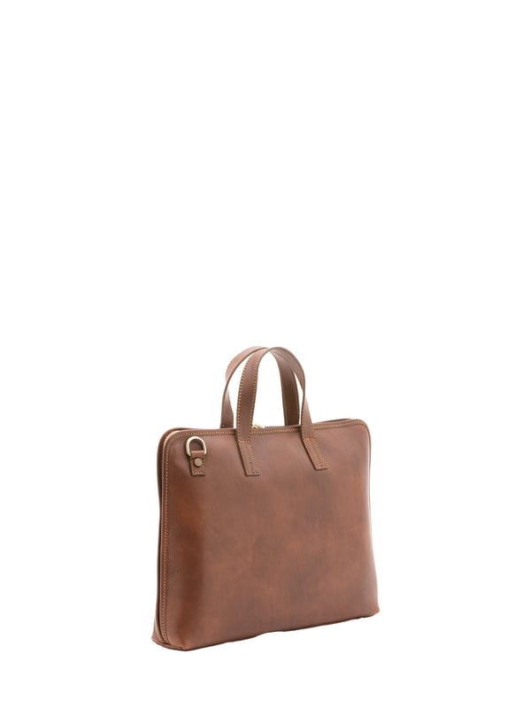 Unisex-Handtasche mit Reißverschluss. eine Innentasche mit Reißverschluss und eine offene. eine Rückseite mit Reißverschluss-Außentaschen. verstellbarer Schultergurt aus Leder. im Ledergriff. zwei Innenfächer.  Außenmaterial. Innen mit Baumwolle gefüttert. Maße: 40x30x5 cm. Hergestellt in Italien