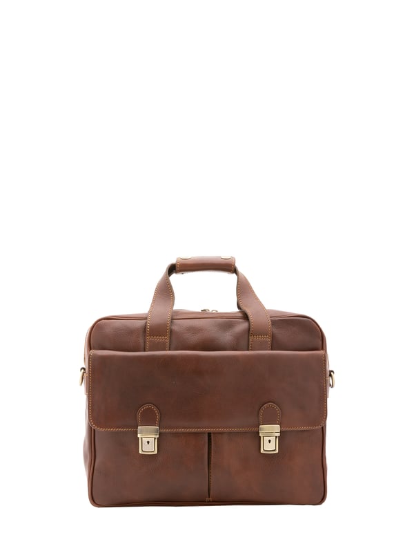 Alessia Firenze bolso de mano Unisexo Bolso unisex. El cierre es con cremallera. Los bolsillos internos son uno con cremallera. Los bolsillos externos son dos delanteros con broches y uno trasero con cremallera. La bandolera es ajustable y extraíble en piel. El mango es de piel. Hay tres compartimentos internos. El material exterior es 100% Piel Auténtica. Internamente está forrado en algodón. Medidas: 38x36x10 cm. Hecho en Italia