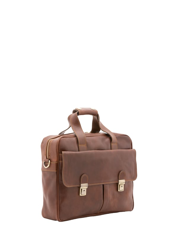 Alessia Firenze bolso de mano Unisexo Bolso unisex. El cierre es con cremallera. Los bolsillos internos son uno con cremallera. Los bolsillos externos son dos delanteros con broches y uno trasero con cremallera. La bandolera es ajustable y extraíble en piel. El mango es de piel. Hay tres compartimentos internos. El material exterior es 100% Piel Auténtica. Internamente está forrado en algodón. Medidas: 38x36x10 cm. Hecho en Italia