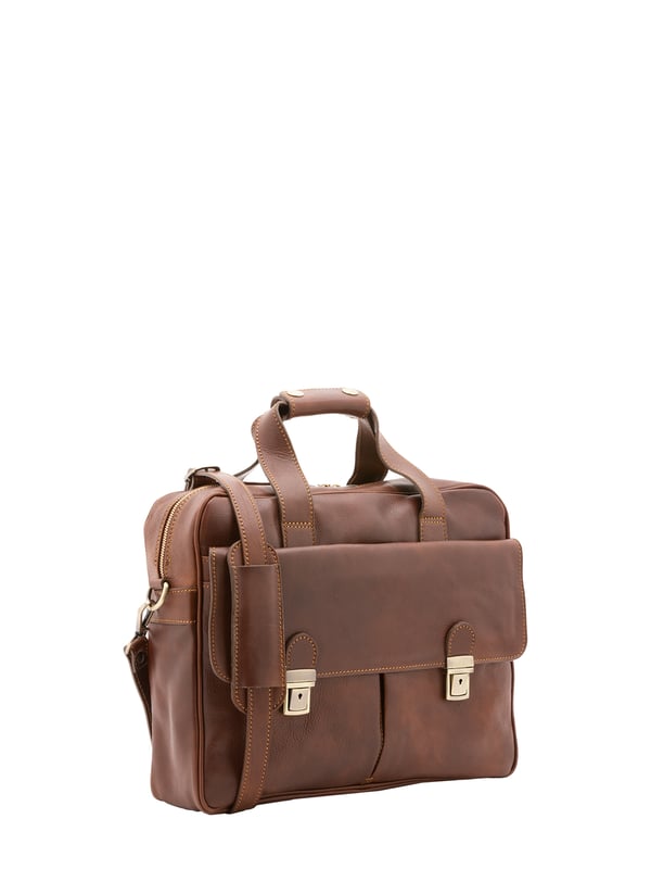 Alessia Firenze bolso de mano Unisexo Bolso unisex. El cierre es con cremallera. Los bolsillos internos son uno con cremallera. Los bolsillos externos son dos delanteros con broches y uno trasero con cremallera. La bandolera es ajustable y extraíble en piel. El mango es de piel. Hay tres compartimentos internos. El material exterior es 100% Piel Auténtica. Internamente está forrado en algodón. Medidas: 38x36x10 cm. Hecho en Italia