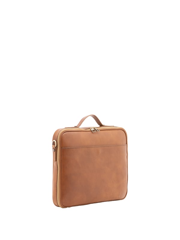 Unisex-Handtasche mit Reißverschluss. eine offene Innentasche. eine offene Außentasche vorne. verstellbarer und abnehmbarer Schultergurt aus Leder. im Ledergriff. ein Innenfach.  Außenmaterial. Innen mit Baumwolle gefüttert. Maße: 38x32x6 cm. Hergestellt in Italien