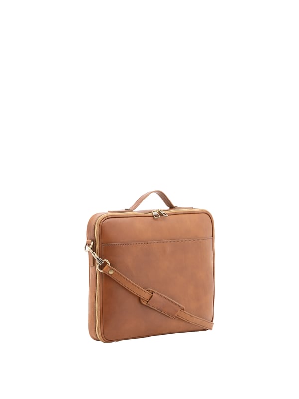 Unisex-Handtasche mit Reißverschluss. eine offene Innentasche. eine offene Außentasche vorne. verstellbarer und abnehmbarer Schultergurt aus Leder. im Ledergriff. ein Innenfach.  Außenmaterial. Innen mit Baumwolle gefüttert. Maße: 38x32x6 cm. Hergestellt in Italien