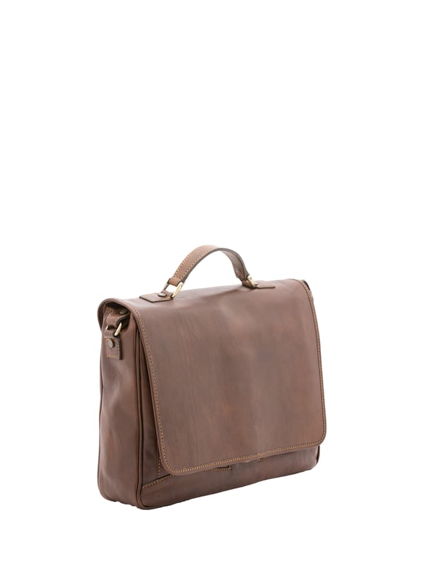 Alessia Firenze Handtasche Unisex Unisex-Handtasche mit Volantverschluss aus Leder. eine mit Reißverschluss-Innentaschen. Zwei offene Vorderseiten, eine Vorderseite mit Reißverschlüssen und eine Rückseite mit Reißverschluss-Außentaschen. im Schultergurt aus Leder. im Ledergriff. ein Innenfach. Außenmaterial. Innen mit Baumwolle gefüttert. Maße: 40x30x9 cm. Hergestellt in Italien