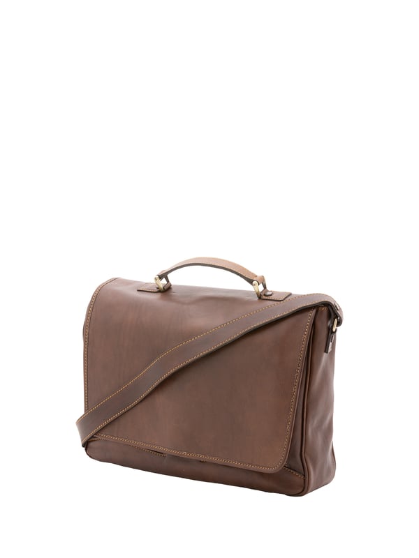 Alessia Firenze Handtasche Unisex Unisex-Handtasche mit Volantverschluss aus Leder. eine mit Reißverschluss-Innentaschen. Zwei offene Vorderseiten, eine Vorderseite mit Reißverschlüssen und eine Rückseite mit Reißverschluss-Außentaschen. im Schultergurt aus Leder. im Ledergriff. ein Innenfach. Außenmaterial. Innen mit Baumwolle gefüttert. Maße: 40x30x9 cm. Hergestellt in Italien