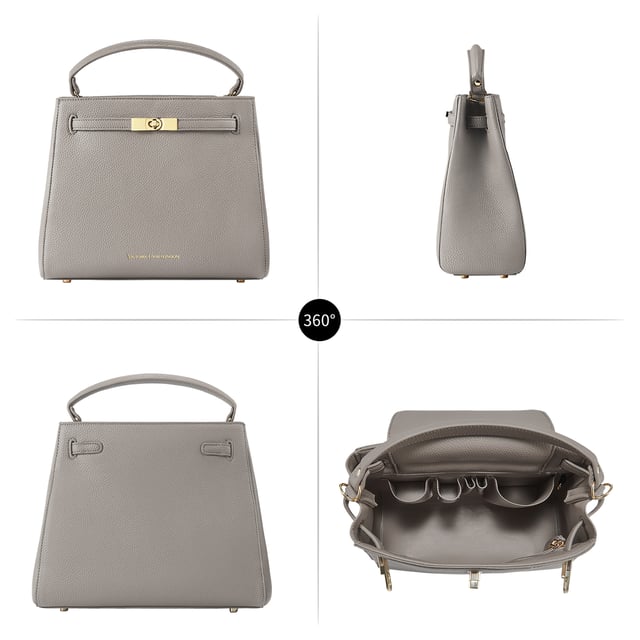 Victoria Hyde, women's bag, work bag, New Work, Victoria, shoulder bag
This new version of the Victoria handbag in nude is made of high-quality material and combines luxurious details such as the gold-colored clasp and subtle branding with a modern, minimalist design. The top handle and adjustable shoulder strap offer flexible carrying options so that the bag can be carried in style both in everyday life and after work. The interior impresses with well thought-out compartments that offer enough space for everyday items such as small books or tablets. Golden fittings perfectly round off the elegant design of this new version and make it an ideal companion for any occasion.

Details:

Dimensions: L28cm*H23cm*D11cm

Material: Fabric：PU, Lining：Microfiber

Metal color: light gold

Interior structure: Inside of the front of the bag: 1 zipper pocket made of organza.
Outside of the back: 1 headphone pocket, 1 lipstick pocket, 2 pen pockets, 1 key pocket, 1 sunglasses strap + D-ring.
