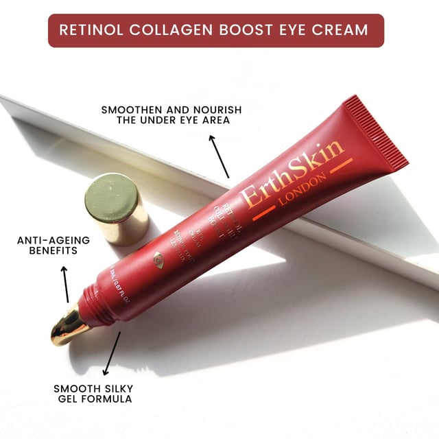 RETINOL COLLAGEN BOOST EYE CREAM 20ML The Retinol Collagen Boost Eye Cream 20ml is a powerful anti-aging treatment specifically formulated for the delicate skin around the eyes. This eye cream combines the benefits of retinol and collagen to target fine lines, wrinkles, and crow’s feet, while also improving skin elasticity and firmness. The retinol works to accelerate cell turnover, reducing the appearance of aging signs, while the collagen helps to plump and hydrate the skin, restoring a youthful, lifted look. The lightweight formula absorbs quickly, leaving the eye area smooth, refreshed, and rejuvenated.