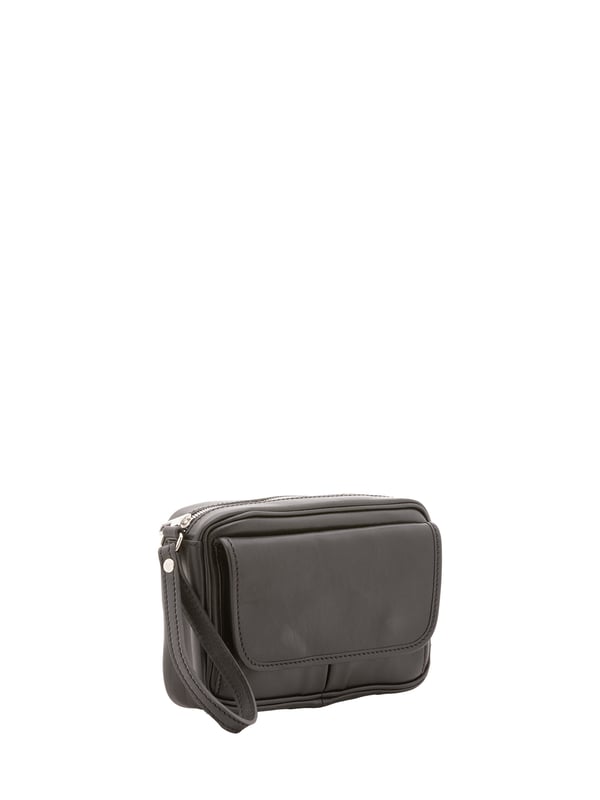 Bolso de mano unisex. El cierre es con cremallera. Los bolsillos internos son uno con cremallera. Los bolsillos externos son uno delantero con botón magnético y otro trasero con cremallera. Falta la correa para el hombro. El mango es de piel. Hay un compartimento interno. El material exterior es 100% Piel Auténtica. Internamente está forrado en algodón. Medidas: 24x20x6 cm. Hecho en Italia