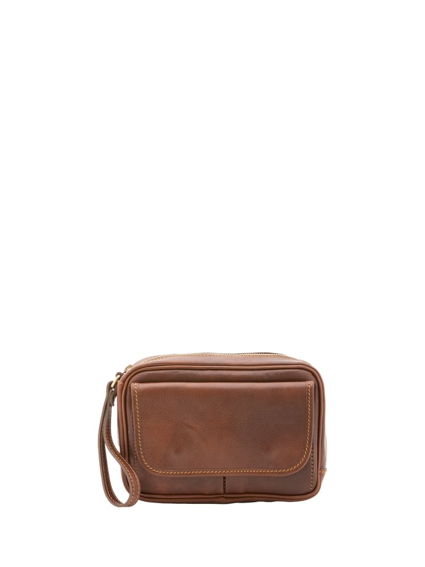Bolso de mano unisex. El cierre es con cremallera. Los bolsillos internos son uno con cremallera. Los bolsillos externos son uno delantero con botón magnético y otro trasero con cremallera. Falta la correa para el hombro. El mango es de piel. Hay un compartimento interno. El material exterior es 100% Piel Auténtica. Internamente está forrado en algodón. Medidas: 24x20x6 cm. Hecho en Italia