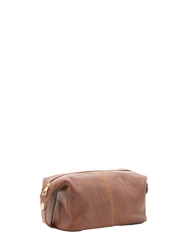 Unisex-Clutch mit Reißverschluss. eine mit Reißverschluss-Innentaschen. fehlende Außentaschen. fehlender Schultergurt. im Ledergriff. ein Innenfach.  Außenmaterial. Innen mit Baumwolle gefüttert. Maße: 26x17x12 cm. Hergestellt in Italien
