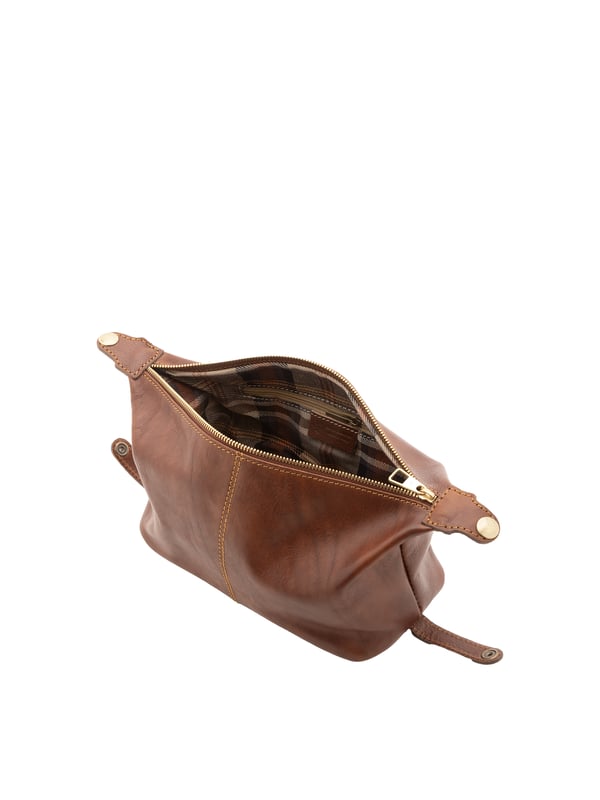 Unisex-Clutch mit Reißverschluss. eine mit Reißverschluss-Innentaschen. fehlende Außentaschen. fehlender Schultergurt. im Ledergriff. ein Innenfach.  Außenmaterial. Innen mit Baumwolle gefüttert. Maße: 26x17x12 cm. Hergestellt in Italien