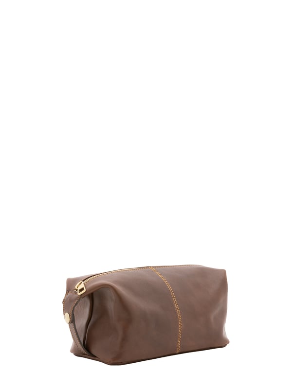 Unisex-Clutch mit Reißverschluss. eine mit Reißverschluss-Innentaschen. fehlende Außentaschen. fehlender Schultergurt. im Ledergriff. ein Innenfach.  Außenmaterial. Innen mit Baumwolle gefüttert. Maße: 26x17x12 cm. Hergestellt in Italien