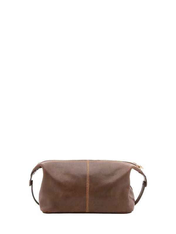 Unisex-Clutch mit Reißverschluss. eine mit Reißverschluss-Innentaschen. fehlende Außentaschen. fehlender Schultergurt. im Ledergriff. ein Innenfach.  Außenmaterial. Innen mit Baumwolle gefüttert. Maße: 26x17x12 cm. Hergestellt in Italien